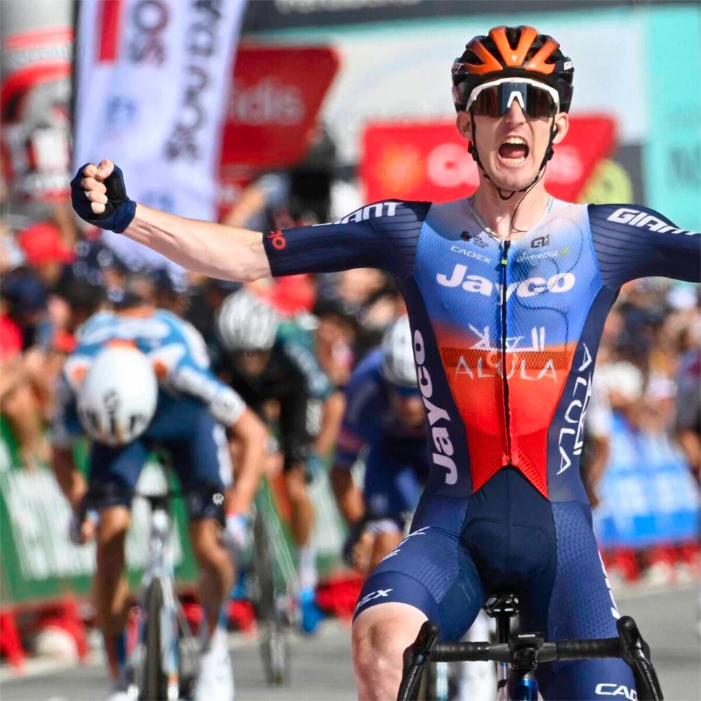 Celebrating Vuelta a Espana stage wins