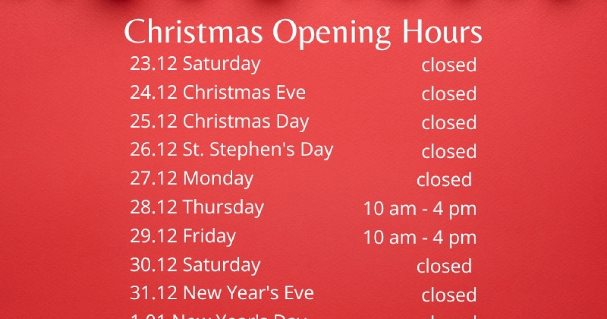 Christmas Opening Hours Toyota Naas